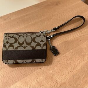 Coach Brown and Tan Wristlet with hang tag - like new condition